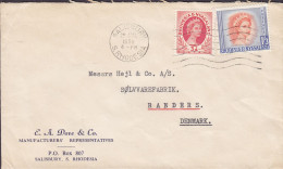 Rhodesia & Nyasaland E. A. DOVE & Co., SALISBURY 1959 Cover Brief Lettre RANDERS Denmark QEII 3d & 1'3sh - Rhodesië & Nyasaland (1954-1963)