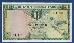 ZAMBIA - P. 2a – 1  Pound ND (1964) VF, S/n B/7 111281 - Zambie