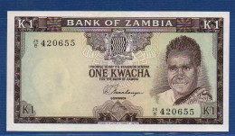 ZAMBIA - P.10b – 1  Kwacha ND (1969) UNC-, S/n 26/B 420655 - Zambie