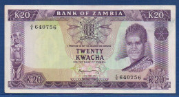 ZAMBIA - P.13c – 20  Kwacha ND (1969) XF/aUNC, S/n 4/E 640756 - Zambie