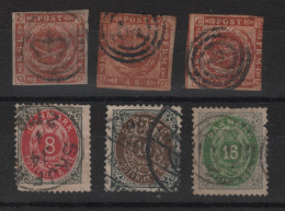 DANEMARK  -  Petit Lot De 6 Timbres - Années 1858 à1875  - O - - Used Stamps