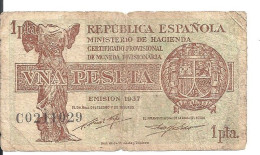 ESPAGNE 1 PESETA 1937 VF P 94 - 1-2 Pesetas