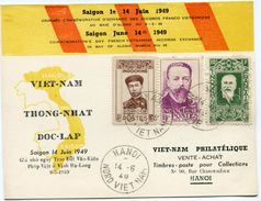 VIETNAM CARTE DE LA JOURNEE COMMEMORATIVE D'ECHANGE DES ACCORDS FRANCO VIETNAMIENS HANOI 14-6-49 NORD VIET NAM - Viêt-Nam