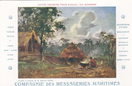 KENYA Cote Orientale D'Afrique . Pays Kikuyu Hutte Indigène  . Carte Des Messageries Maritimes - Kenya