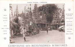 BIRMANIE BURMA : Rangoon : Dagon Pagode : Carte De La Compagnie Des Messageries Maritimes - Myanmar (Burma)