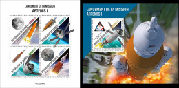 Guinea 2022, Space, Artemis I, 4val In BF+BF - Afrique