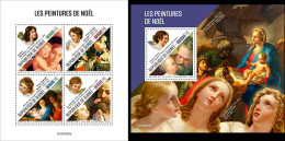 Guinea 2022, Christmas, Paintings, 4val In BF+BF - Tableaux