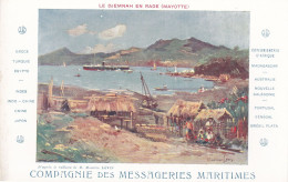 MAYOTTE : Paquebot " Djemnah " En Rade De L'ile : Carte De La Compagnie Des Messageries Maritimes - Mayotte