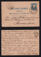 Portugal 1887 Stationery Card 20R Luis I PORTO X PERNAMBUCO Brazil - Covers & Documents