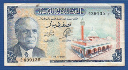 TUNISIA - P.62 – 1/2 Dinar 1965 F/VF, S/n A/14 439135 - Tunisie