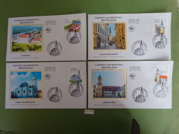 FRANCE 2023 " CAPITALES EUROPÉENNES BRATISLAVA " 1er JOUR 05 05 2023 F.D.C. LOT DE 4 ENVELOPPES FDC SLOVAQUIE - 2020-…