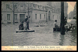 FRANCE - PARIS - La Grande Crue De La Seine(Janvier 1910)Concierge Du Boulevard ...(Ed. ND Phot. Nº 36)carte Postale - Überschwemmungen