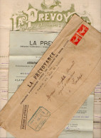 VP22.226 - MONTMORILLON 1912 - Enveloppe & Police D'Assurance De La Cie LA PREVOYANCE à PARIS - Mme Vve GAUDRON à MILLAC - Banco & Caja De Ahorros