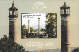 AZERBAIJAN, 2022, MNH,SHUSHA ,ARCHITECTURE, MOSQUES, S/SHEET - Mosquées & Synagogues