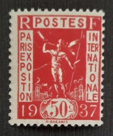 France 1936 N°325A 50 Centimes Rouge Carminé **TB Cote 12500€ Signé Calves  RARE - Unused Stamps