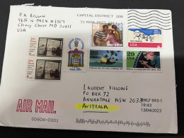 (2 R 27) Letters Posted From USA To Australia - 1 Cover (posted During COVID-19) Many Stamps (18 X 13,5 Cm) - Covers & Documents