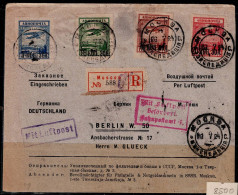 RUSSIA 1924 REGISTERED COVER AIR MAIL SENT IN 30/7/24 FROM MOSCOW TO GERMANY VF!! - Brieven En Documenten