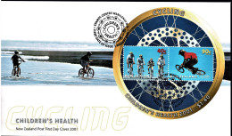 New Zealand 2001 Children's Health - Cycling Minisheet FDC - FDC