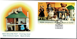 New Zealand 2000 Children's Health  - Dolls & Bears Minisheet FDC - FDC