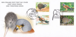 New Zealand 2000 Threatened Birds France Joint Issue FDC - FDC