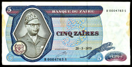 A9 ZAIRE    BILLETS DU MONDE    BANKNOTES  5  ZAIRES 1979 - Zaïre