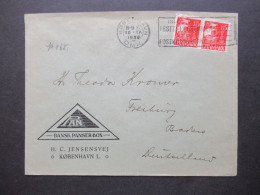 Dänemark 1927 / 30 Mi.Nr.168 (2) Umschlag Dansk Panser Box H.C. Jensensvej Kobenhavn Nach Freiburg Gesendet - Storia Postale