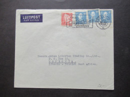 Dänemark 1948 MiF Mit Luftpost Nach Monrovia Liberia British West Africa Mit Ank. Stempel / Schöne Destination! - Storia Postale