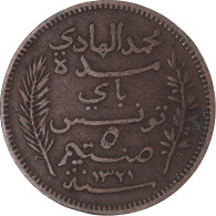 Monnaie, Tunisie, 5 Centimes, 1903 - Tunesië