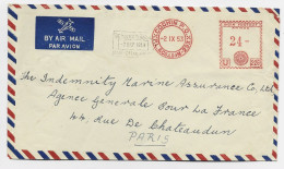 INDIA EMA RED 24- COCHIN P.O. 2.IX.1953 LETTRE COVER AIR MAIL TO FRANCE - Briefe U. Dokumente