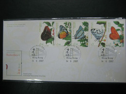 China Hong Kong 2007 Butterfly Stamps FDC - FDC