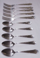 LOT 5 PETITE CUILLERES A SOUPE + 5 FOURCHETTES METAL ARGENTE POINCON CROIX MALTA - Argenteria