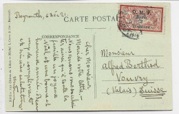 SYRIA SYRIE 40C MERSON SEUL CARTE MONT LIBAN FLEUVE DU CHIEN BEYROUTH 1921 TO SUISSE - Briefe U. Dokumente