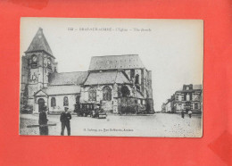 80 BRAY Sur SOMME Cpa Animée ENGIN TRAVAUX Devant L ' Eglise        152  Edit Lelong - Bray Sur Somme