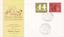 Saarland SAARBRÜCKEN 1958 FDC Cover Ersttags Brief Premier Jour Lettre Wilhelm Busch Complete Set !! - FDC