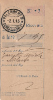 RICEVUTA PACCO POSTALE - 1915 - Pacchi Postali