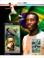 Sierra Leone 2022, Sport, Pele, Mandela, Stamp On Stamp, BF - Postzegels Op Postzegels