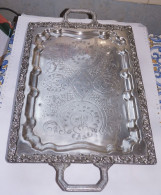 MAGNIFIQUE ANCIEN GRAND PLATEAU MAROCAIN FES METAL ARGENTE SIGNE AHMED EL HOUAR - Argenteria