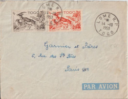 TOGO - 1953 - ENVELOPPE Par AVION De LOME => PARIS - ANIMAUX / GAZELLES - Lettres & Documents