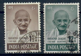 INDIA 1948 MAHATMA GANDHI 2 VALORI USATI - Gebruikt