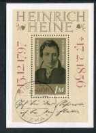 DDR / E. GERMANY 1972 Heine Birth Anniversary Block Used With Datestamp.  Michel Block 37 - Used Stamps