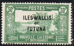 WALLIS AND FUTUNA ISLANDS 1930 1940 OVERPRINTED LANDSCAPE WITH CHIEF'S HOUSE 30c MNH - Neufs