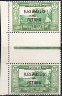 WALLIS AND FUTUNA ISLANDS 1930 1940 OVERPRINTED LANDSCAPE WITH CHIEF'S HOUSE GUTTER PAIRS 30c MNH - Neufs