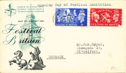 Great Britain FDC 4-5-1951 Festival Of Britain Complete With Cachet (2½p Stamp Is Damaged) - ....-1951 Pre-Elizabeth II