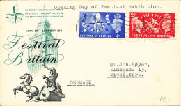 Great Britain FDC 4-5-1951 Festival Of Britain Complete With Cachet (2½p Stamp Is Damaged) - ....-1951 Pre Elizabeth II