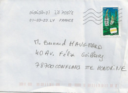 Timbre Seul Sur Lettre N°A2137 Menthe (oblitération Du 01/03/2023) - Storia Postale