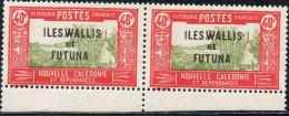 WALLIS AND FUTUNA ISLANDS 1930 1940 OVERPRINTED LANDSCAPE WITH CHIEF'S HOUSE PAIRS 40c MNH - Neufs