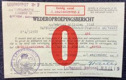 Briefkaart - WEDEROPROEPINGSBERICHT - Wervik 1 September 1954 - Wervik