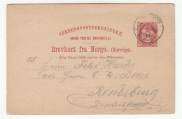 Norway Old UPU Postal Stationery Postcard Posted 1891 B230601 - Interi Postali