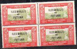 WALLIS AND FUTUNA ISLANDS 1930 1940 OVERPRINTED LANDSCAPE WITH CHIEF'S HOUSE BLOCK 40c MNH - Neufs