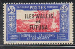 WALLIS AND FUTUNA ISLANDS 1930 1940 OVERPRINTED LANDSCAPE WITH CHIEF'S HOUSE 55c MH - Neufs